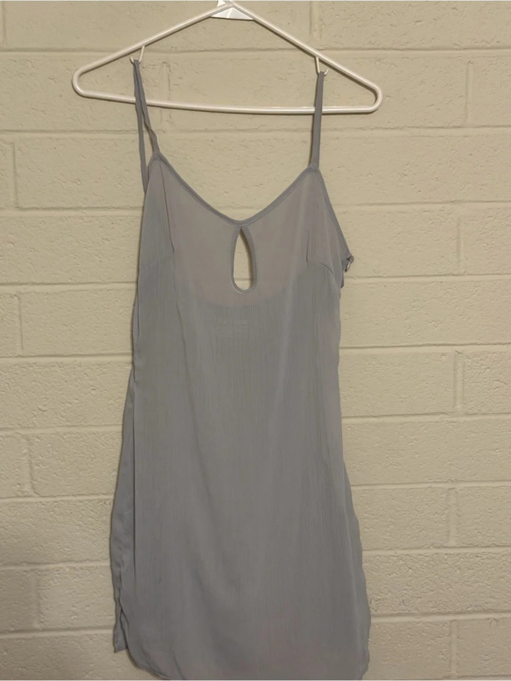 Slate Swim Sheer Keyhole Mini Dress Swim Cover-Up Light Blue/Gray Size S